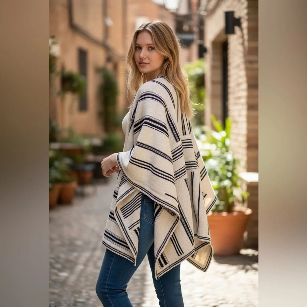 RALPH LAUREN Poncho LINEN Wrap VERY Oversized Size XS / Small FAST SHIP 3188-8 - Picture 10 of 10